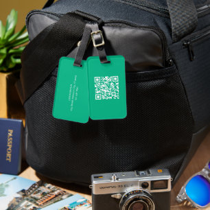 Editable QR Code Generate Your Own    Teal Green  Luggage Tag
