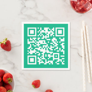 Editable QR Code Generate Your Own Teal Green Napkin