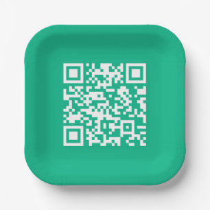 Editable QR Code Generate Your Own Teal Green Paper Plate