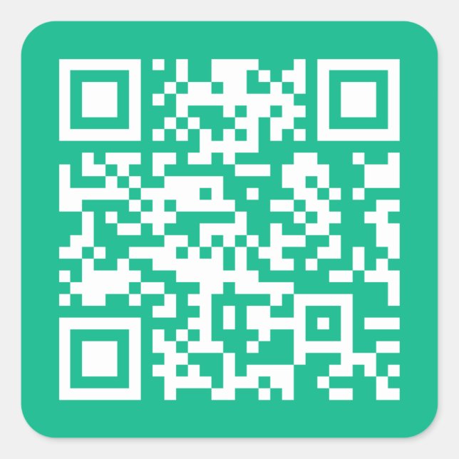 Editable QR Code Generate Your Own |  Teal Green  Square Sticker (Front)