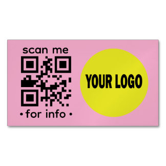 Editable QR Code Logo Modern Pink custom Business Magnetic Business Card