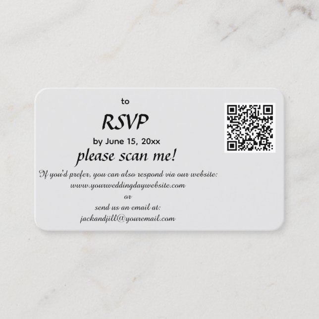 Editable QR Code RSVP Response Card (Front)