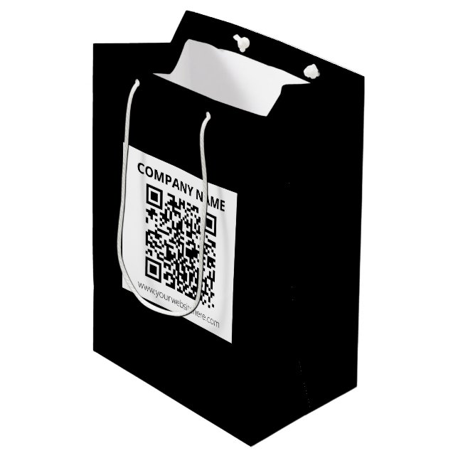 Editable QR code & Simple Customisable Design  Medium Gift Bag (Front Angled)