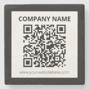 Editable QR code & Simple Customisable Design  Stone Coaster