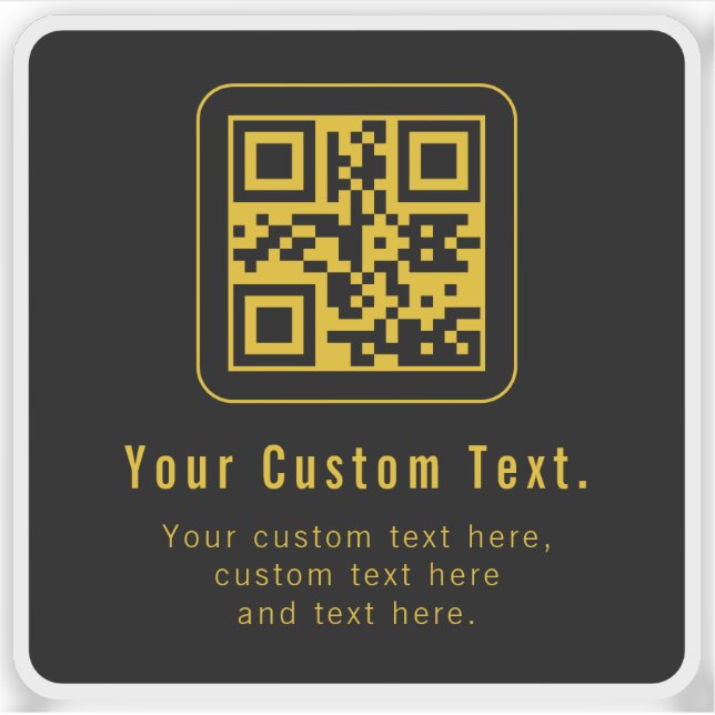 Editable QR Code & Text Template | Black & Gold (Front)