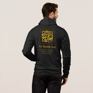 Editable QR Code & Text Template Black & Gold Hoodie