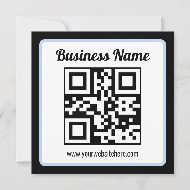 Editable QR code & Text w/Light Blue Border Card (Front)