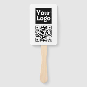 Editable QR code & Your Business Logo or Image Hand Fan