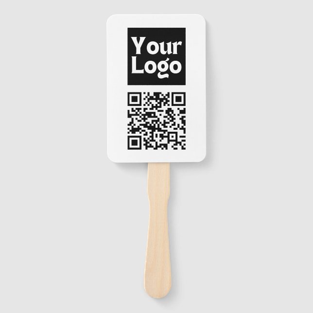 Editable QR code & Your Business Logo or Image Hand Fan (Front)