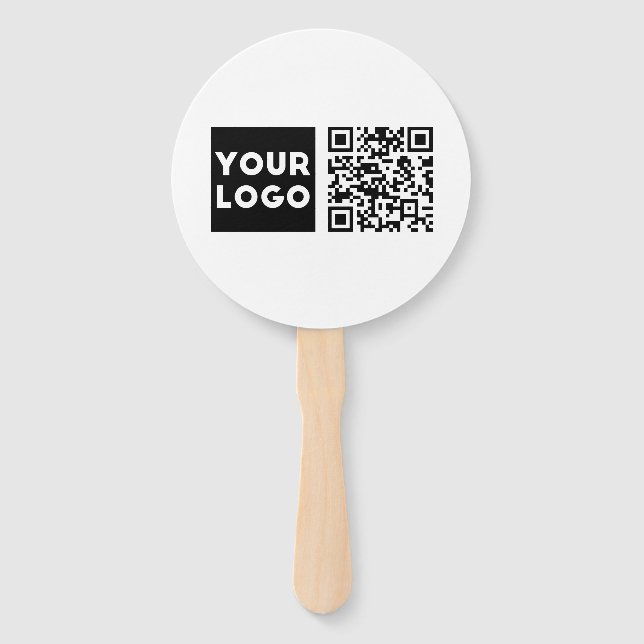Editable QR code & Your Business Logo or Image Hand Fan (Front)