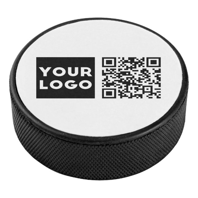 Editable QR code & Your Business Logo or Image Hockey Puck (3/4)
