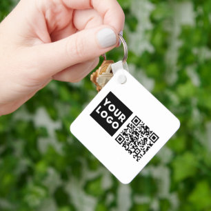 Editable QR code & Your Business Logo or Image Key Ring