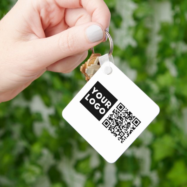 Editable QR code & Your Business Logo or Image Key Ring (Hand)