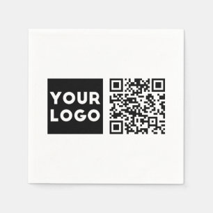 Editable QR code & Your Business Logo or Image Napkin