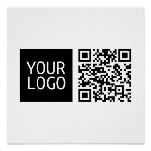 Editable QR code & Your Business Logo or Image Poster