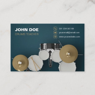 Editable QR Drums Teacher Business Card