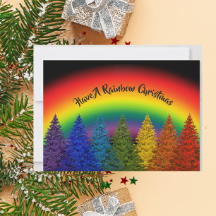 Editable Rainbow Christmas Tree Holiday Card