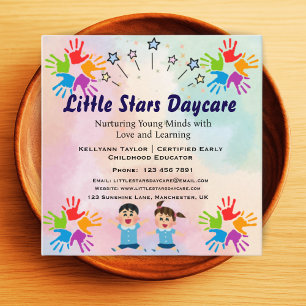 Editable Rainbow Handprint Nursery Card Design 