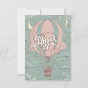 Editable Rainbow Hot Air Balloon Thank You Card