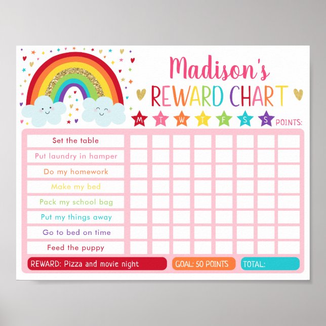 Editable Rainbow Reward Chart (Front)