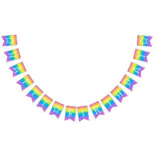 Editable Rainbow Stars Happy Birthday Bunting