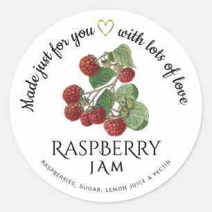 Editable Raspberry Jam Label with Gold Heart  