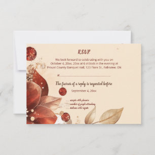 Editable Red Autumn Flowers RSVP Card