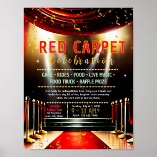Editable red carpet fundraiser flyer poster