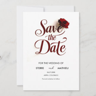Editable Red Rose Wedding Save The Date
