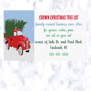 Editable Red Truck and Tree Christmas Tree Lot Business Card