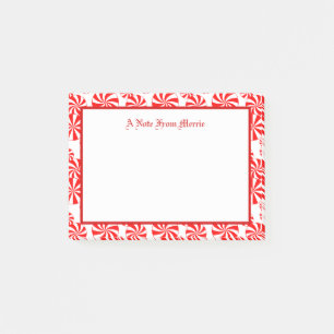 Editable Red White Peppermint Pattern Holiday Post-it Notes