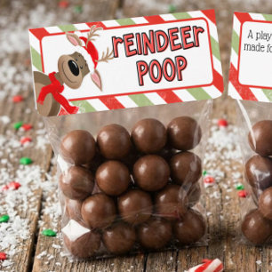 Editable Reindeer Poop Christmas Bag Topper Card