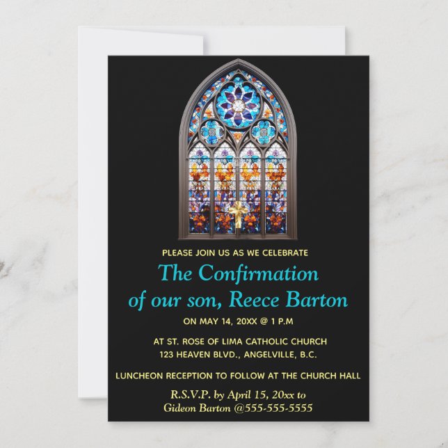 Editable Religious Event Stained Glass Window Invitation (Front)