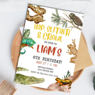 EDITABLE Reptile Birthday Invitation Boy, Lizard 