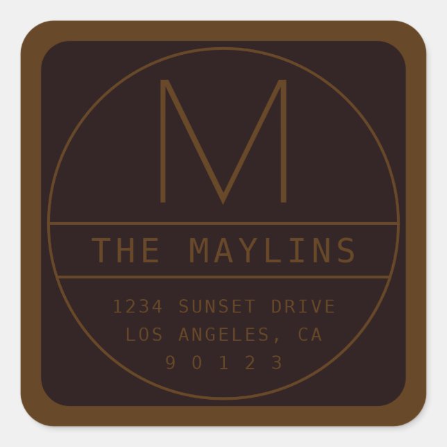 Editable Retro-modern Design Template | Dark Brown Square Sticker (Front)