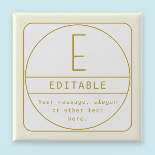 Editable Retro-modern Design Template Gold & White 15 Cm Square Badge