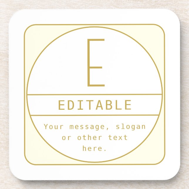 Editable Retro-modern Design Template Gold & White Coaster (Front)