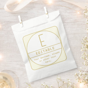 Editable Retro-modern Design Template Gold & White Favour Bags