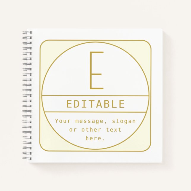 Editable Retro-modern Design Template Gold & White Notebook (Front)