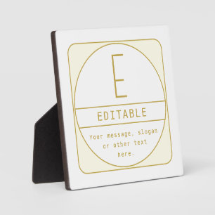 Editable Retro-modern Design Template Gold & White Plaque