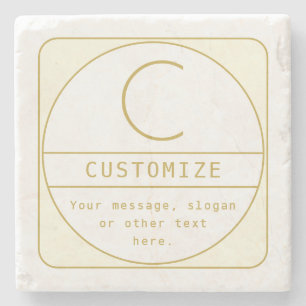 Editable Retro-modern Design Template Gold & White Stone Coaster