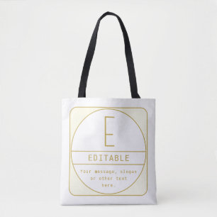 Editable Retro-modern Design Template Gold & White Tote Bag