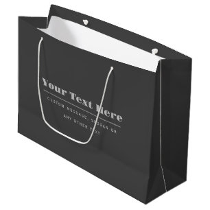 Editable Retro-Modern Text Template   Dark Grey  Large Gift Bag