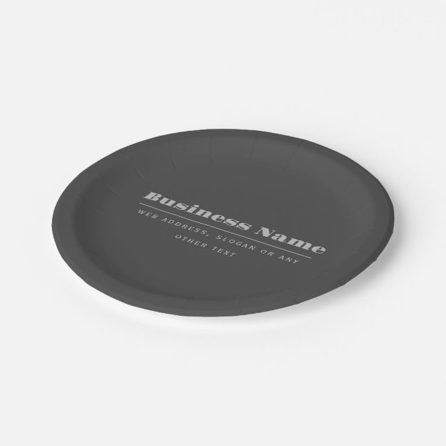 Editable Retro-Modern Text Template | Dark Grey  Paper Plate (Angled)