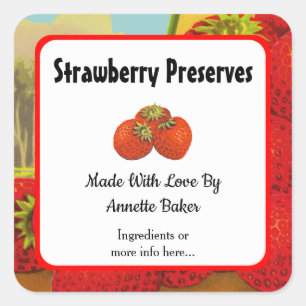Editable Retro Strawberry Farm Baking Labels