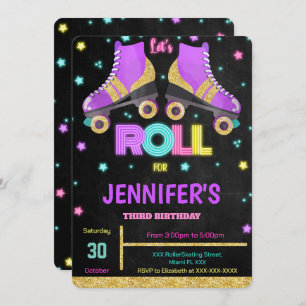 Editable Roller Skating Birthday Invitation