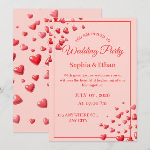 Editable Romantic Heart Wedding Invitation Card