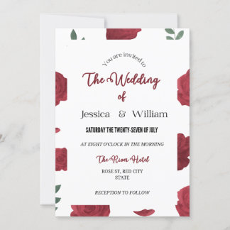 Editable Rose Wedding Invitation Design Template