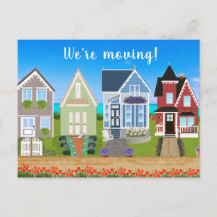 Editable Row of Houses We're Moving Announcement Postcard