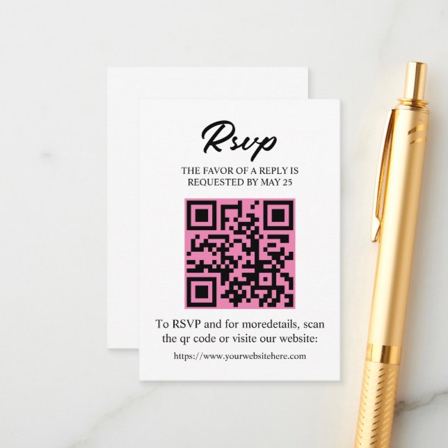 Editable RSVP Card with QR Code, Invitation Insert (Front/Back In Situ)